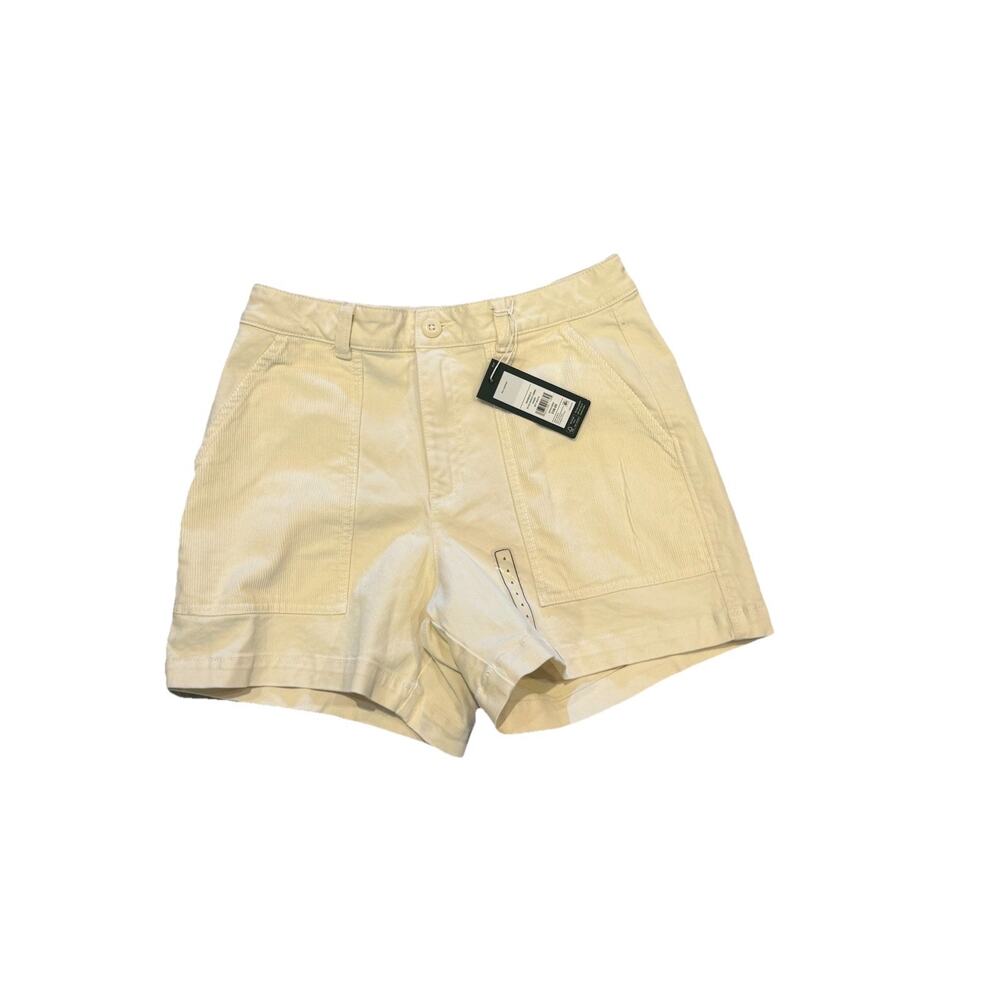 Alpine Design Women’s W Mixed Fabric Shorts Size 4 Off-White High Rise 5” Inseam - Picture 2 of 4